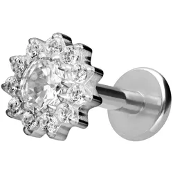 Titan Labret mit Innengewinde KRISTALLBLUME