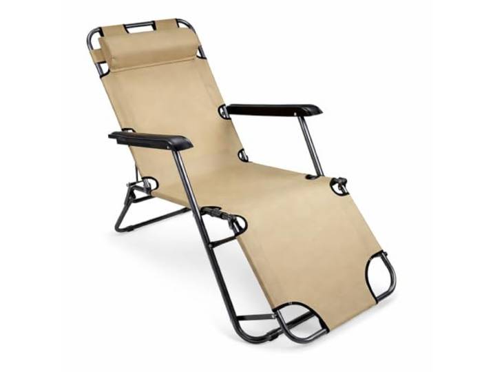 VCM Sonnenliege Creme 60x153x27 cm Stahl Textilene klappbar Garten Terrasse