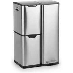 Relaxdays Mülleimer 3 Fächer 60 l, Abfalleimer, Silber