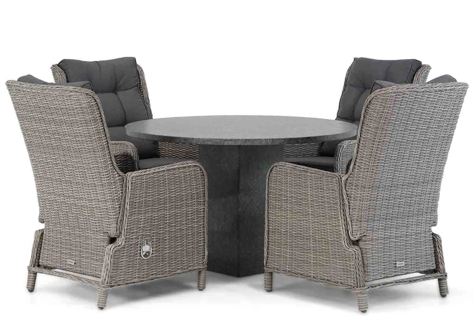 Garden Collections Kingston Dining Tuinset Graniet Grijs Rond 120 cm