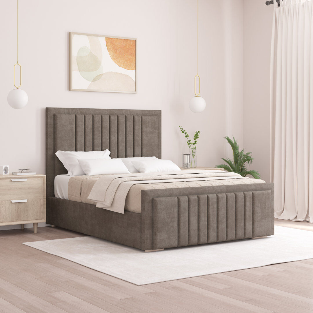 Brayden Studio Alama Upholstered Panel Bed Mole Double (4'6)
