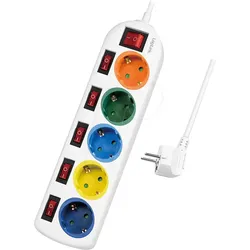 LOGILINK LPS258 - Steckdosenleiste, 5-fach mit 6 Schaltern, mehrfarbig
