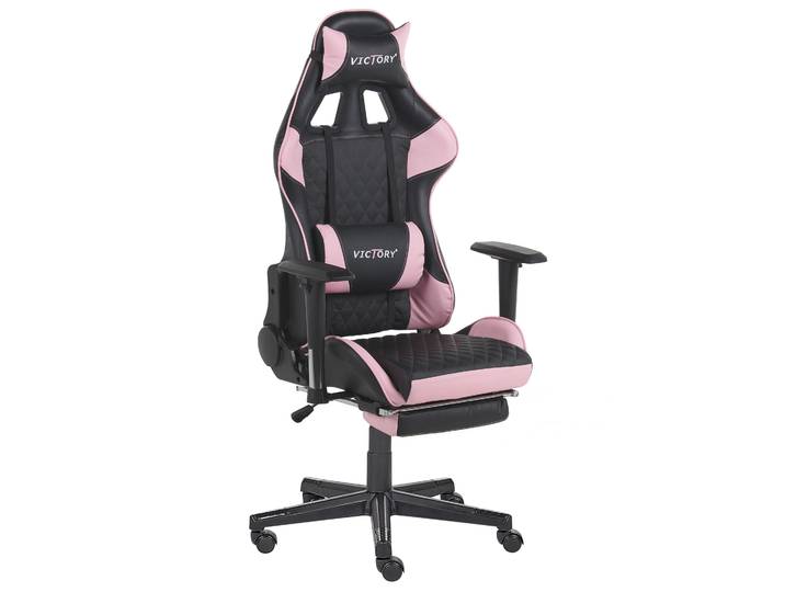 BELIANI Bürostuhl Schwarz/Rosa Kunstleder höhenverstellbar Gaming Stuhl drehbar mit Fußstützen Modernes innovatives Design