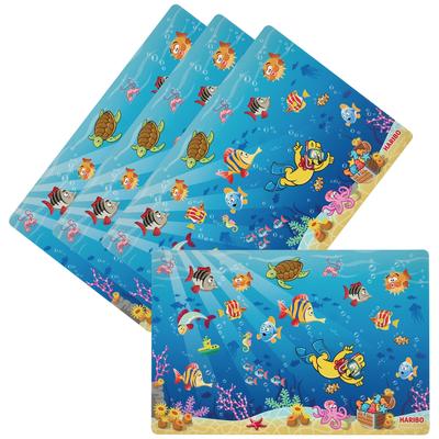 Platzset RITZENHOFF & BREKER "HARIBO Seaworld, 4-teilig, 45 x 30 cm", blau, B:30cm H:2mm L:45cm, Obermaterial: 100% Polypropylen, Platzsets, rutschfest und abwischbar