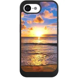 Nivocase Hülle für Apple iPhone 16e Handyhülle NIVOcore Case Schwarz Meer Sonnenuntergang Strand (Apple iPhone 16e), Smartphone Hülle, Schwarz