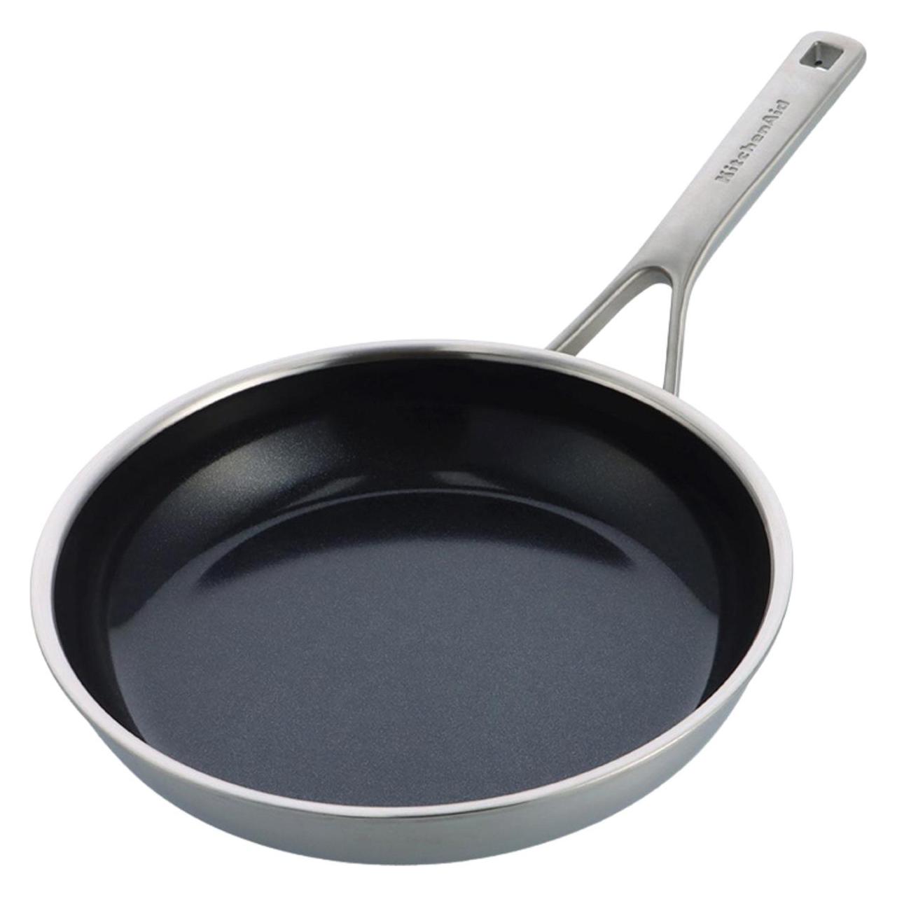 KitchenAid Multi-Ply koekenpan 24cm - RVS - inductie - anti-aanbak - PFAS-vrij (Bratpfanne, Edelstahl, 24 x 43.60 cm) (CC004949-001)