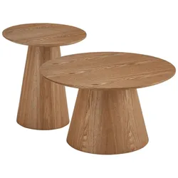 Couchtisch Oganto 2er-Set - Ø45/80 cm, Eiche - FSC-zertifiziert