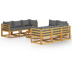 vidaXL 9-tlg. Garten-Lounge-Set mit Auflagen Massivholz Akazie
