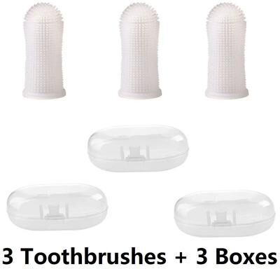 Inspired Living PawFresh Finger Dog Toothbrush Set For Easy Pet Dental Care 3PCS Soft Silicone Finger Brushes 3pcs white
