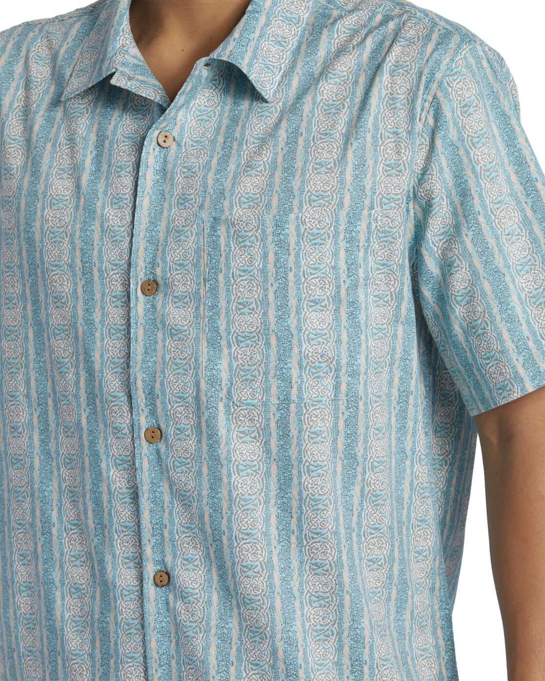 Kurzarmhemd QUIKSILVER "Pool Party Casual", Herren, Gr. XS, blau (capri pacific tribe ss), Obermaterial:100% Viskose., Hemden Kurzarmhemd capri pacific tribe ss XS