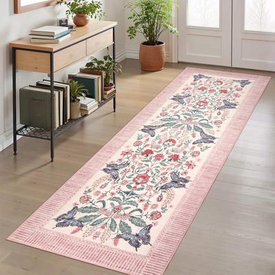 Garvee Vintage Botanical Butterfly Floral Area Rug