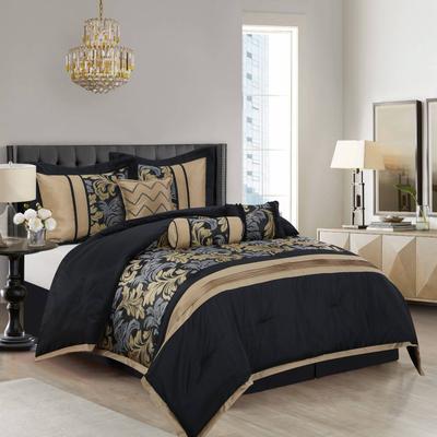 Nanshing Liana Embroidered Red and Black 7-Piece Comforter Set