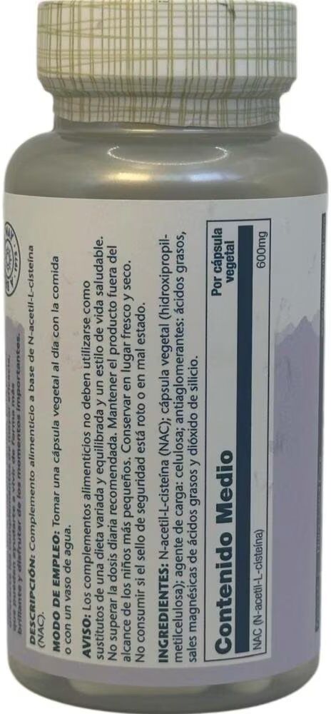 Solaray Super Nac N-Acetil L-Cisteína 600mg 60 Cápsulas Vegetales Talla Única Unisex