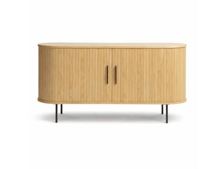 Liadomo Sideboard 140 cm, Uriel, Kommode, Beige/Natur TV-Schrank, Eiche Furnier, Lamellen-Optik, Schiebetüren, Moderner Retro Look, 2 Einlegeböden, hohe Metallbeine