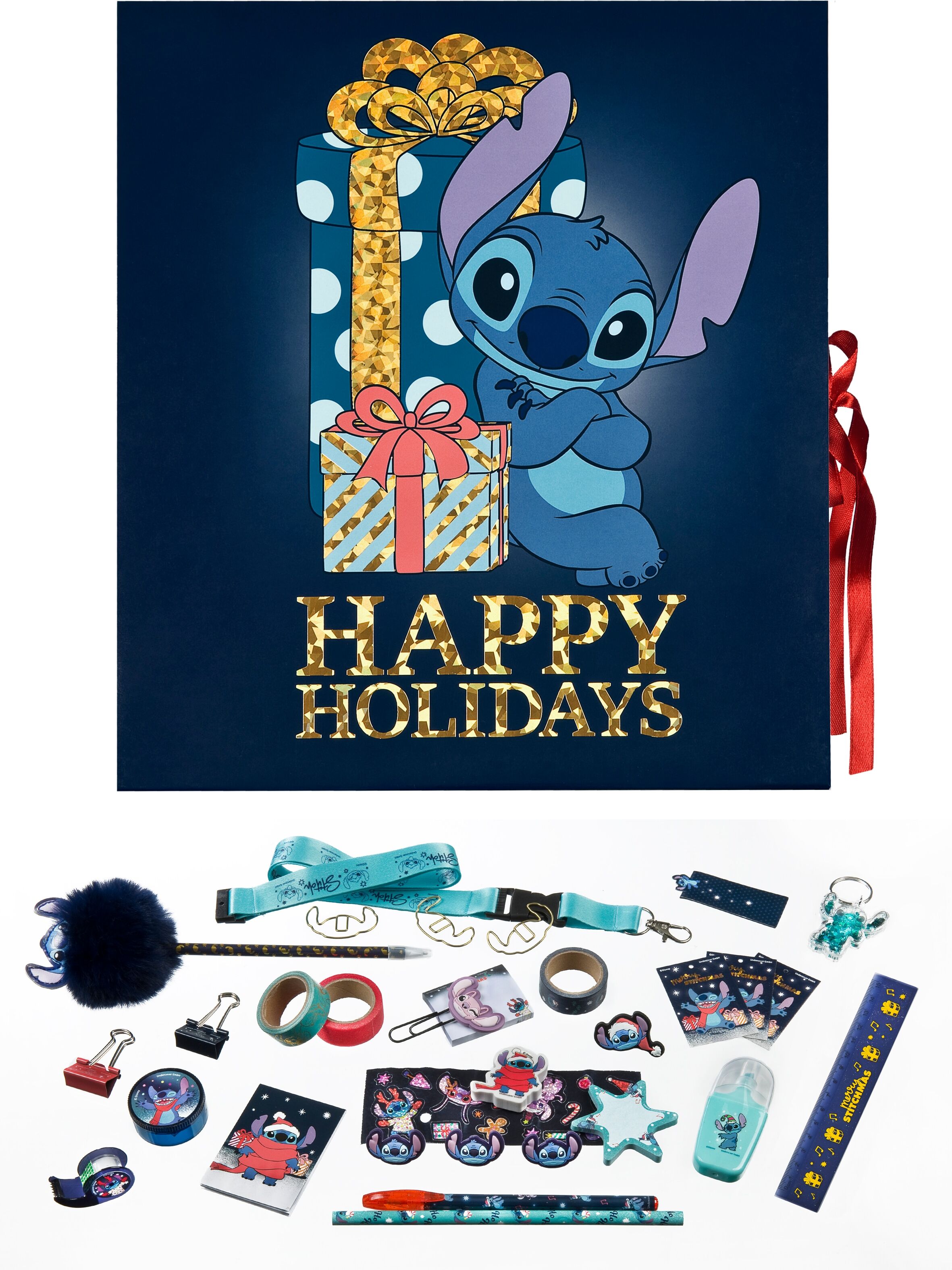Spielzeug-Adventskalender UNDERCOVER "Lilo & Stitch 2026", blau (bunt), Adventskalender, KinderB:27cm H:29,5cm T:6,2cm, B:27cm H:29,5cm T:6,2cm