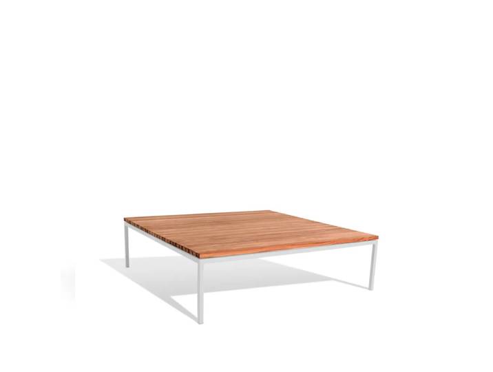 Skargaarden Bönan Lounge-Tisch Teak, groß, hellgrauer Aluminiumrahmen