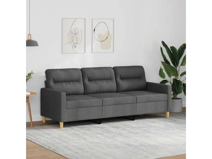 HEFZGDB Dunkelgraues 3-Sitzer-Sofa 180 cm Stoff Polstermöbel Modernes Design Wohnzimmer Bequem Langlebig Atmungsaktiv Robustes Metallgestell Gepolsterte Sitzflächen Strapazierfähiger