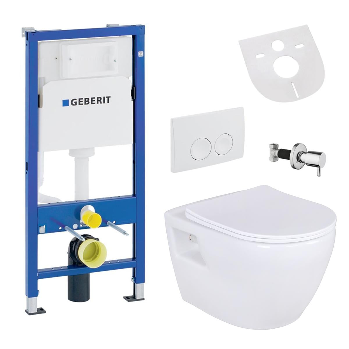 Belvit Hangklem voor douchewand, wandtoilet, taharettoilet en afsluitventiel, geschikt voor Geberit UP100 inbouwreservoir