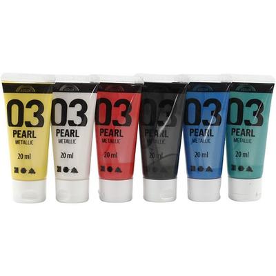 Creativ Company Acrylfarbe Metallic, Metallic, Standard-Farben, 6x20 ml