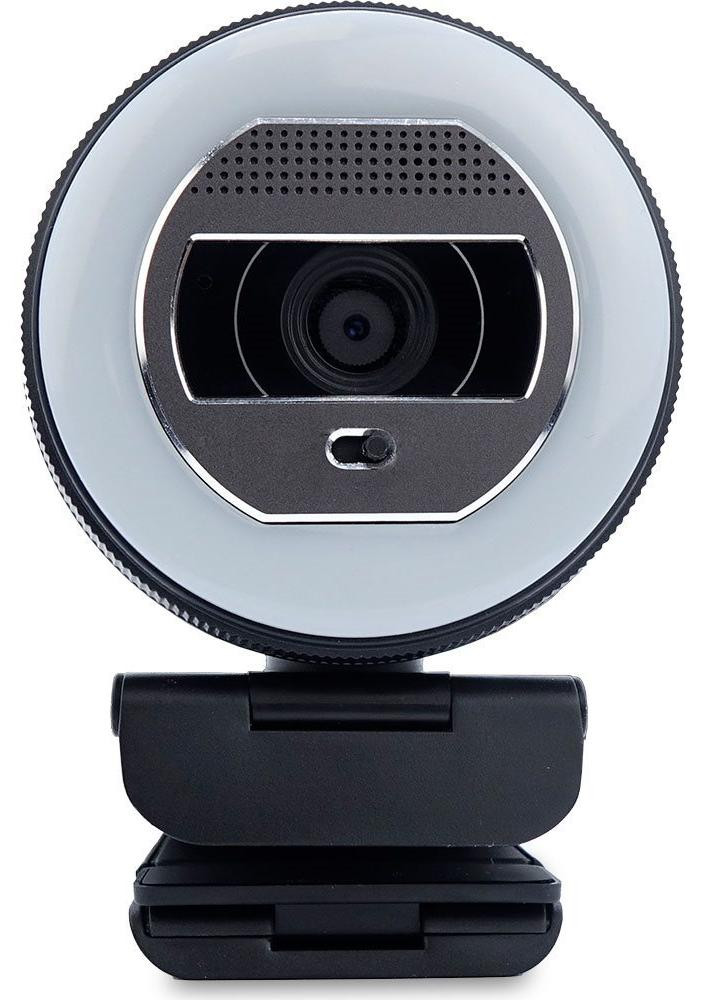 TERRA Webcam Halo C1868pro met LED-lichtring, Full-HD, automatische scherpstelling en privacy-schuifje