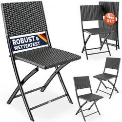 CASARIA® Polyrattan Klappstuhl 4er Set Anthrazit leicht