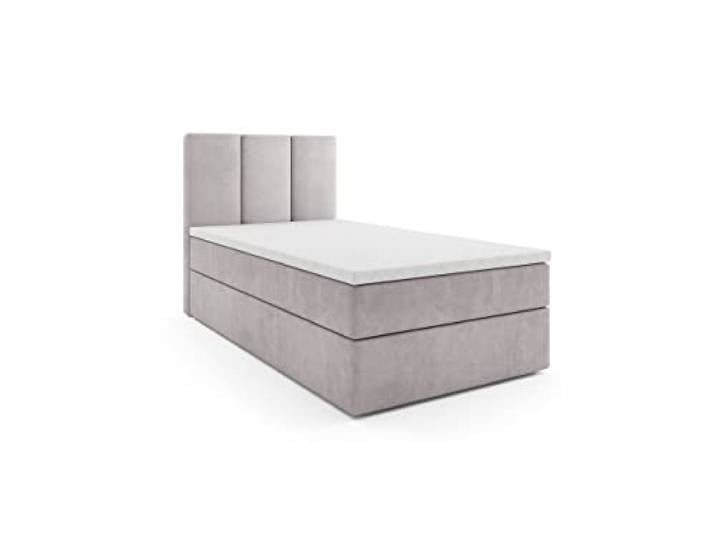 MRGROUP Boxspringbett Polsterbett Einzelbett RYGA MINI mit Bettkasten und Matratzentopper Bett Schlafzimmer Jugendbett Kinderbett ((Swing 16 - hellgrau), 90 x 200 cm Links)