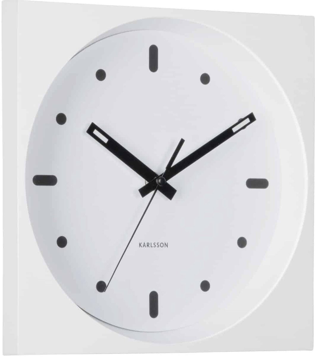 Karlsson Wandklok Incesante Square - Wit - Ø25cm - Analoge Wandklok