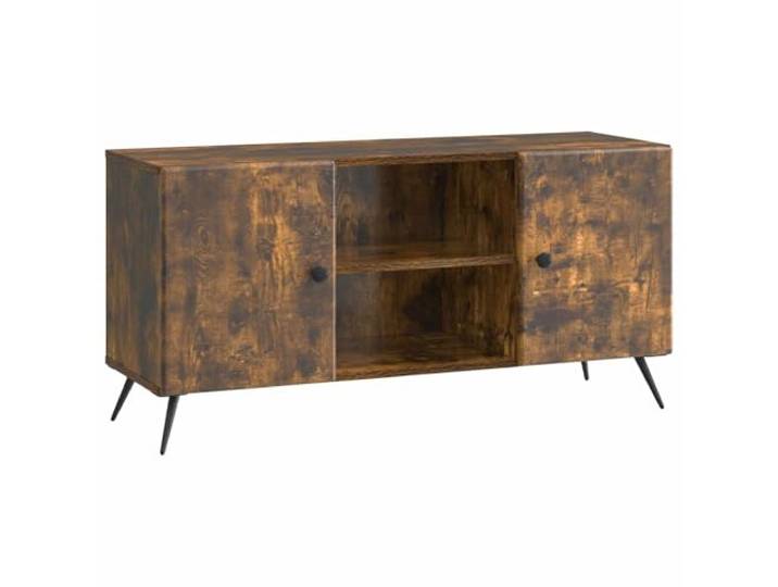 KTHLBRH TV-Schrank 102 x 34,5 x 50 cm Eiche Rauchholz Ingenieuriert Entertainment-Center, Fernsehständer, offene Regale, geschlossene Fächer, Hochglanz-Finish, Wohnzimmer, Home Office