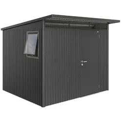 Biohort Gerätehaus AvantGarde Window Edition inkl. gratis Fensterelement im Wert von 329 € B 260 x T 260 cm (Gr. A6) Einzeltür dunkelgrau-metallic