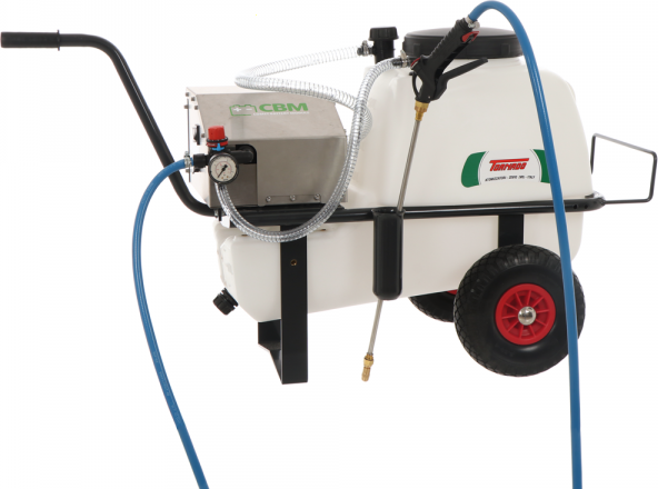AgriEuro TOP-LINE Comet CBM 1200 HP - Kit pompa a batteria per irrorazione e carrello - 55L