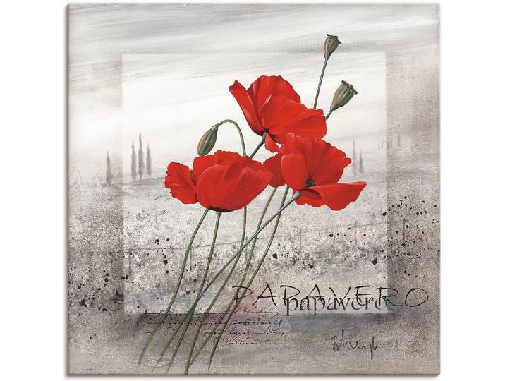 Wandbild ARTLAND Mohnblumen , rot (farbe bild(er): rot), B:30cm H:30cm, Bilder, Wandbild, als Leinwandbild, Poster in verschied. Grössen