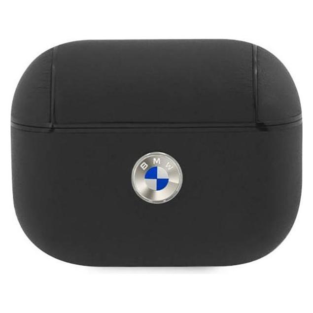 BMW Cover Leather Metal Logo Silver Logo (BMAPSSLBK)