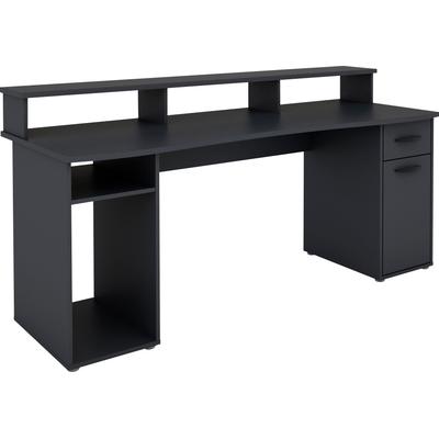 Gamingtisch BYLIVING "Fantastic", grau (anthrazit, anthrazit, anthrazit), B:180cm H:93cm T:65cm, Tische, Computertisch, mit Aufsatz, Breite 180 cm