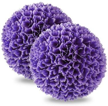 Costway 2 Pieces Artificial Plant Topiary Balls Faux Boxwood Decorative Balls-Purple