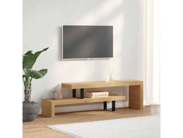 Meuble TV Bois manguier massif vintage naturel rangement Console TV 120 cm Salon