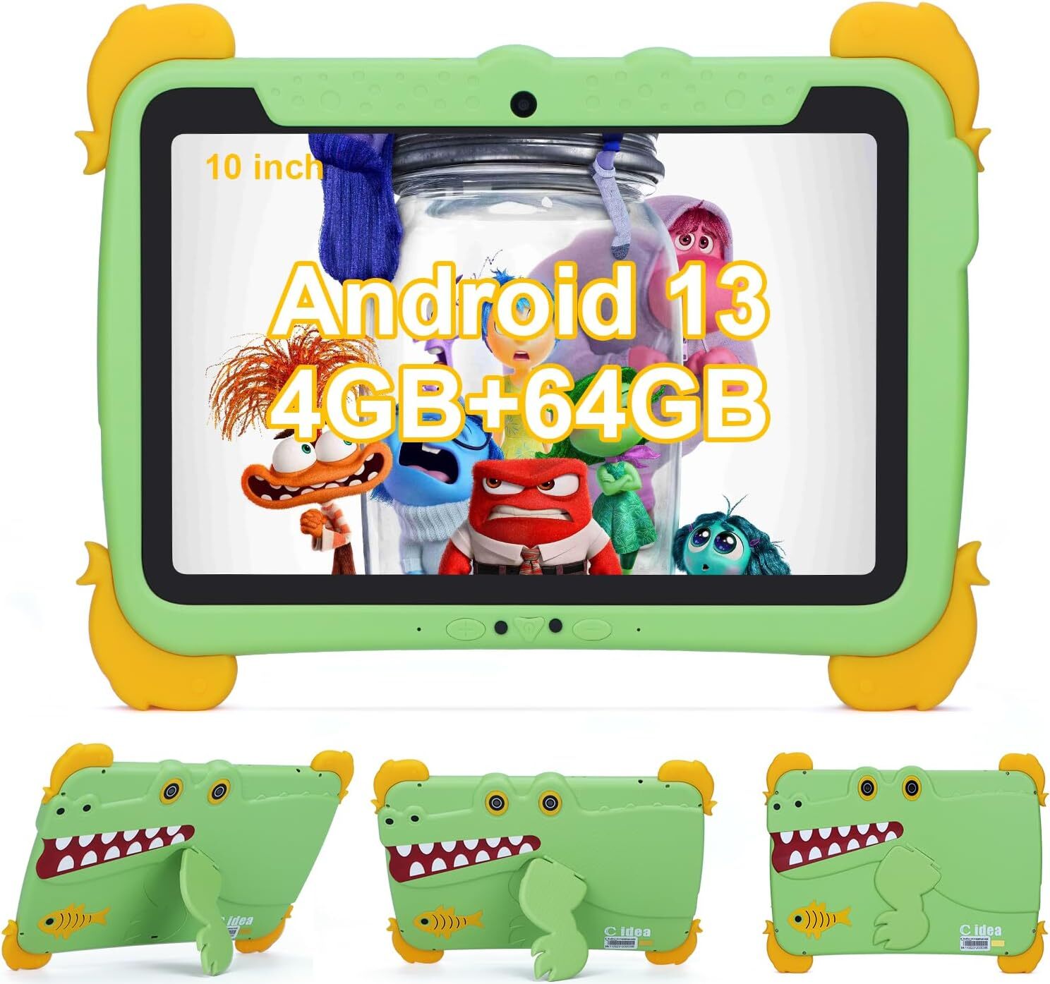 C Idee Kinder-Tablet, 10,1-Zoll-Tablet Kinder Android 13, 4GB RAM 64GB ROM (1TB TF), 1280 x 800 FHD großen Bildschirm 6000 mAh Akku, Unterstützung