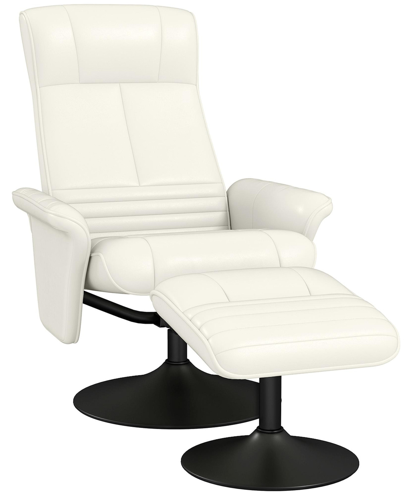 MH Handel Ergonomische Relaxfauteuil met Voetenbankje, Draaibaar, Microvezelstof, Crèmewit