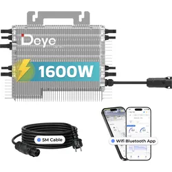 DEYE Mikro-Wechselrichter 1600 W SUN-M160G4-EU-Q0 inkl. 5m Anschlusskabel für Mini-PV Solaranlage Balkonkraftwerk, IP67 wetterfest, 4 MPPT, WIFI, Micro Inverter