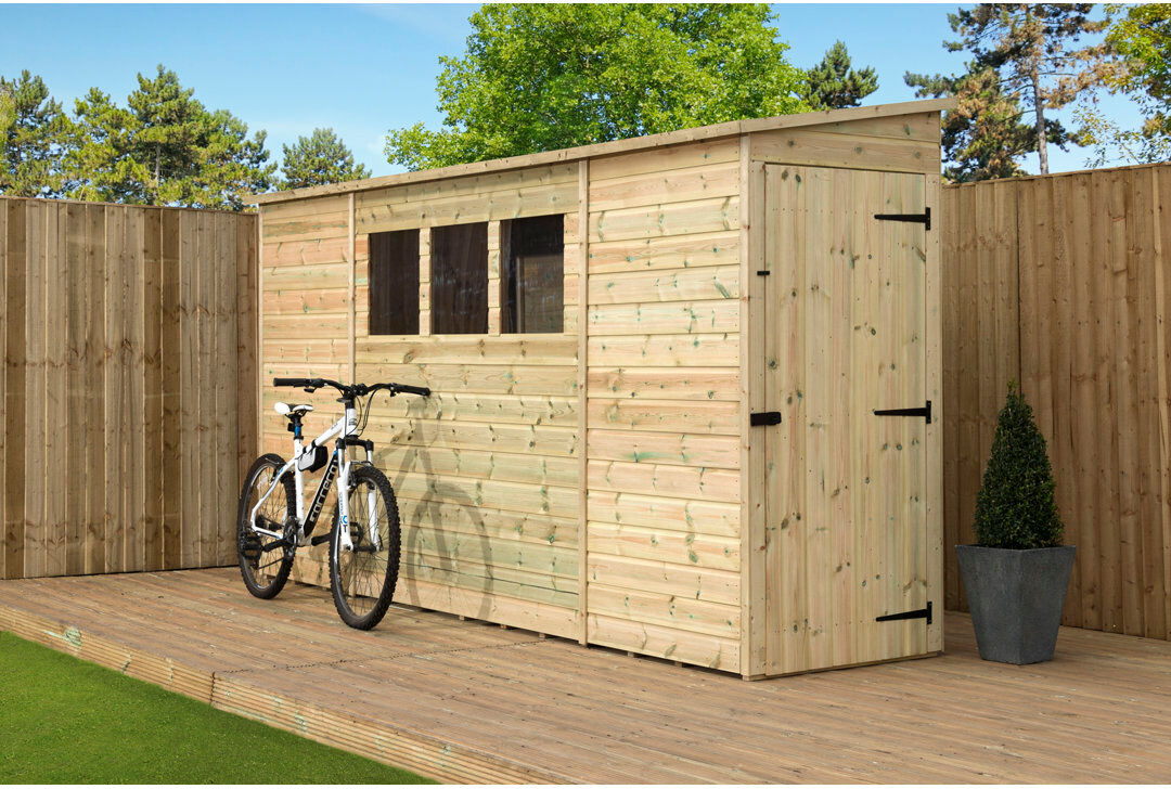 Empire Sheds Ltd Shiplap Pent Wooden Shed Natural 8 Ft. W x 8 Ft. D