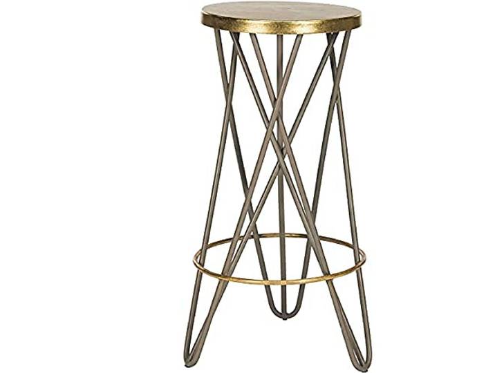 SAFAVIEH Jonatan Barhocker, lackiertes Metall, Beige/Gold,45 X 45 X 76.2 cm