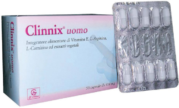 ABBATE A&V PHARMA Srl Clinnix Uomo Vitamina E – Integratore Alimentare con Vitamina E, L-Arginina, L-Carnitina, 50 Capsule da 410 mg