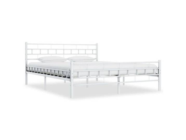 Cadre De Lit Moderne: King Size - Blanc - Métal - 200 x 200 cm - Joli & Mode