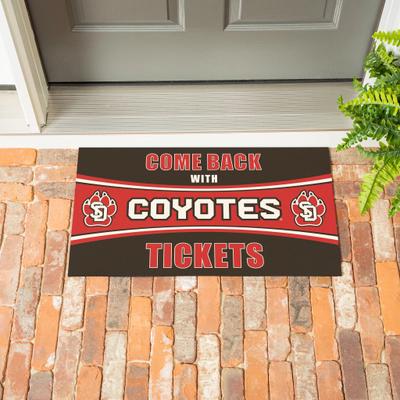 Evergreen "28"" x 16"" PVC Door Mat, Come Back with Tickets, University of South Dakota - 28"" x 16"""