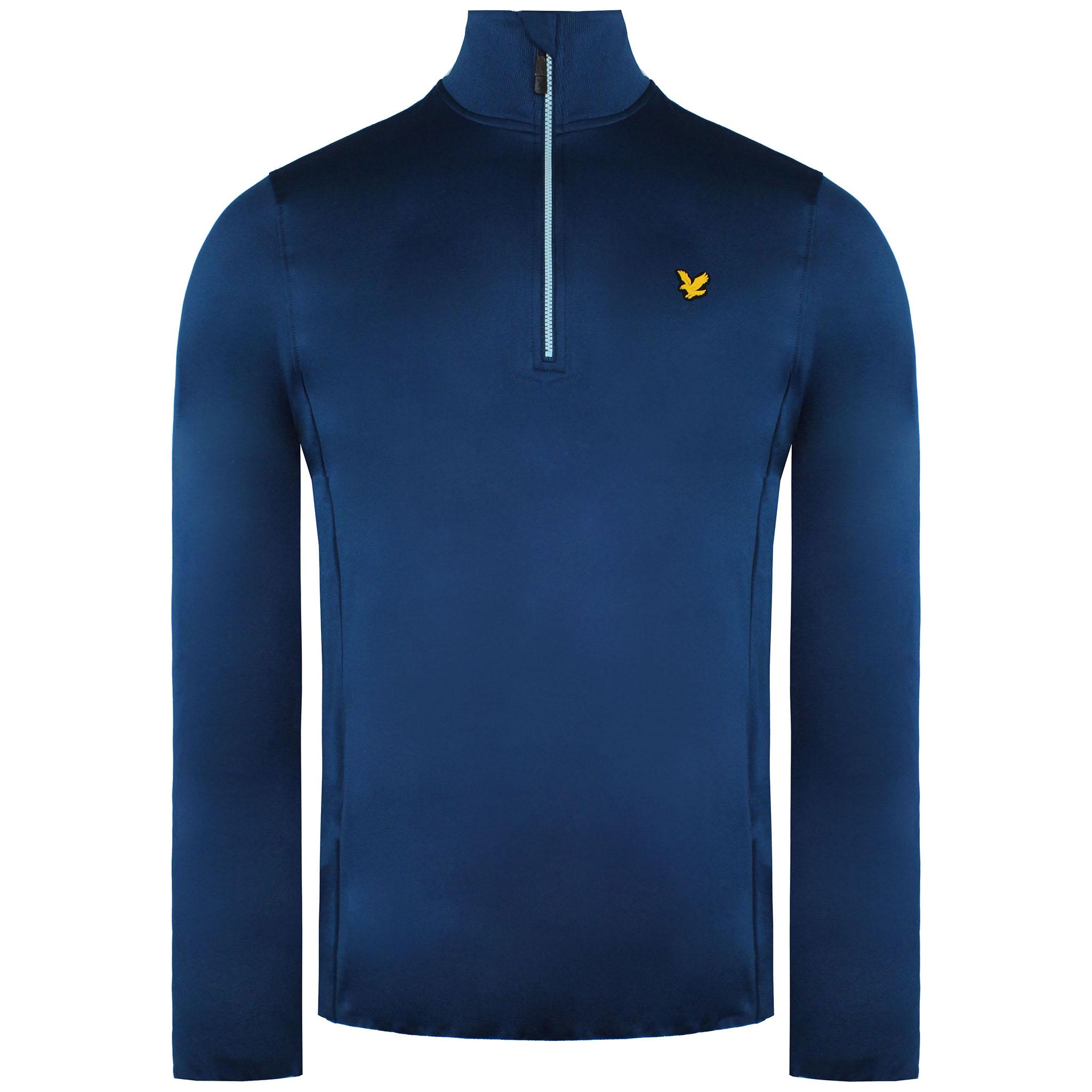 Lyle & Scott Long Sleeve Quarter Zip Blue Technische golftussenlaag voor heren ML1241G Z780
