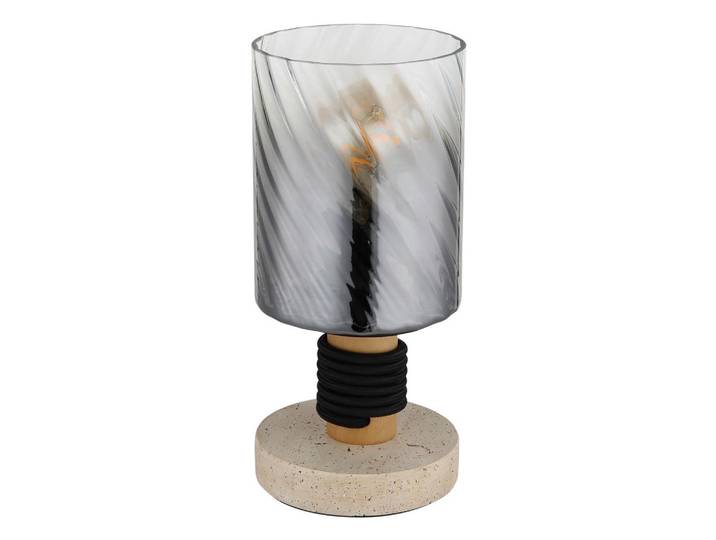 Globo Tischleuchte, Grau, Klar, Glas, 25.4 cm, CE, Wippschalter, Lampen & Leuchten, Innenbeleuchtung, Tischlampen, Tischlampen