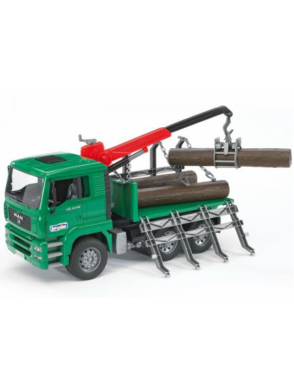 Bruder MAN TGA Timber truck with loading crane and 3 trunks