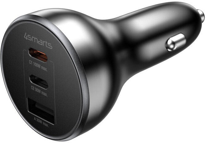 4smarts VoltRoad Ultimate 160W Biloplader - 2 x USB-C & 1 x USB-A - Sort