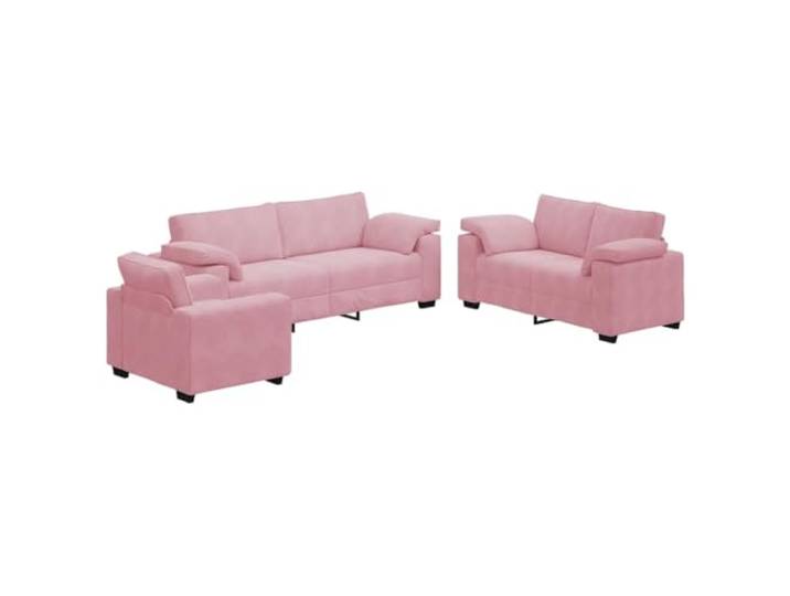 IBUQDDV 3-TLG Sofagarnitur mit Kissen Rosa Samt Polyestergewebe,atmungsaktiv,strapazierfähig,Holz-und-Metallgestell,breite Armlehnen,Wohnzimmer,Büro,Gästezimmer
