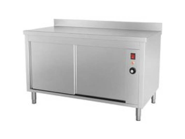 Meuble chauffant adossé professionnel - PESAGE MB - 1200 x 600 mm - Inox 201 - Caisson fermé - 1200 W