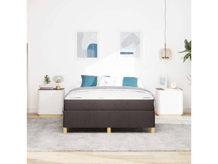KTHLBRH Bettgestell aus Stoff, 140 x 200 cm, Dunkelbraun Rechteckiges Design, technisches Holz, integrierter Behälter, minimalistischer Stil